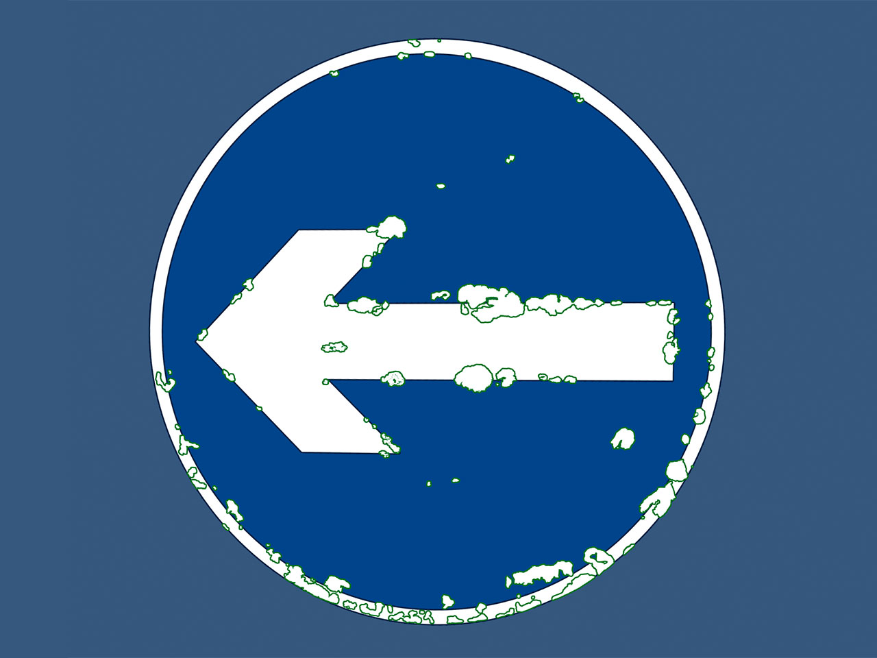 Cover version of arrow sign using blue colours