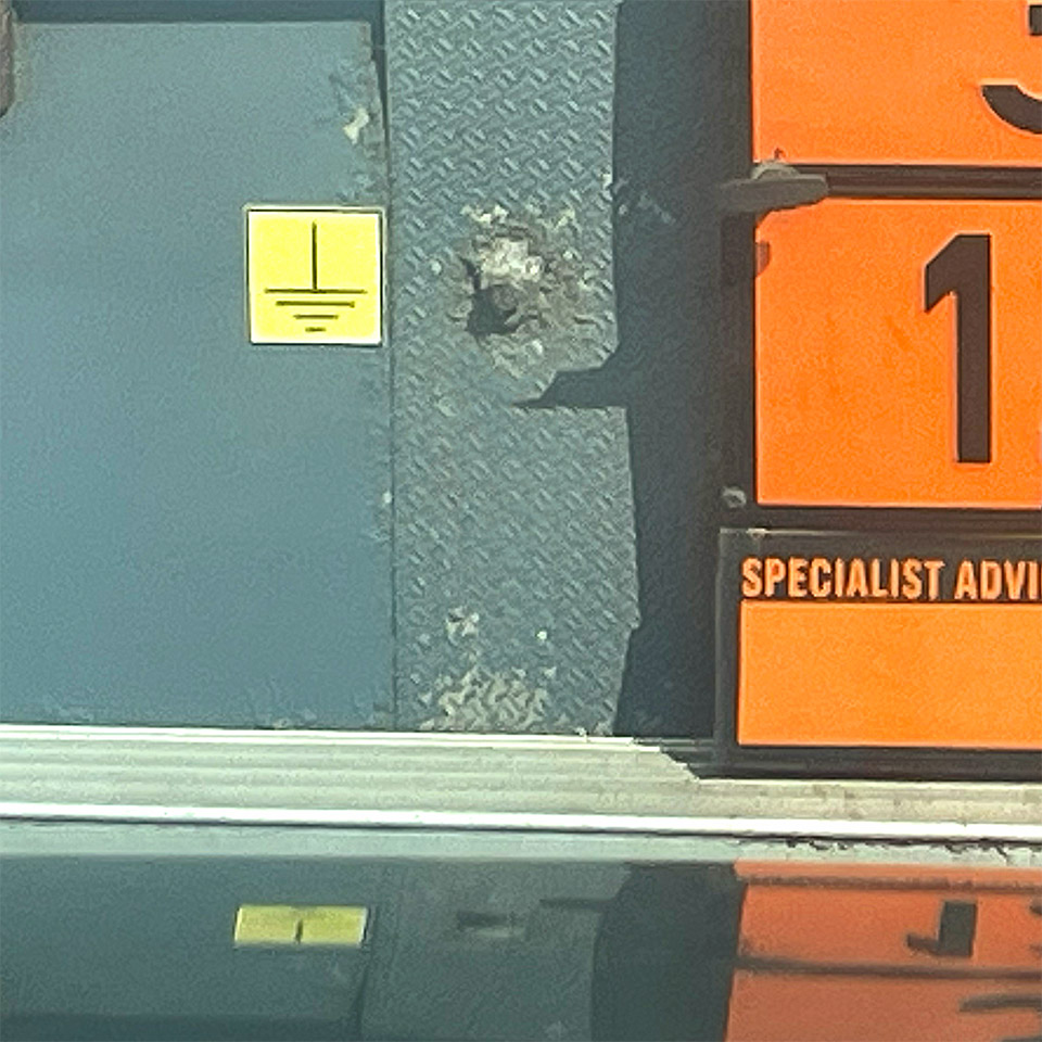 Original badge on back of lorry