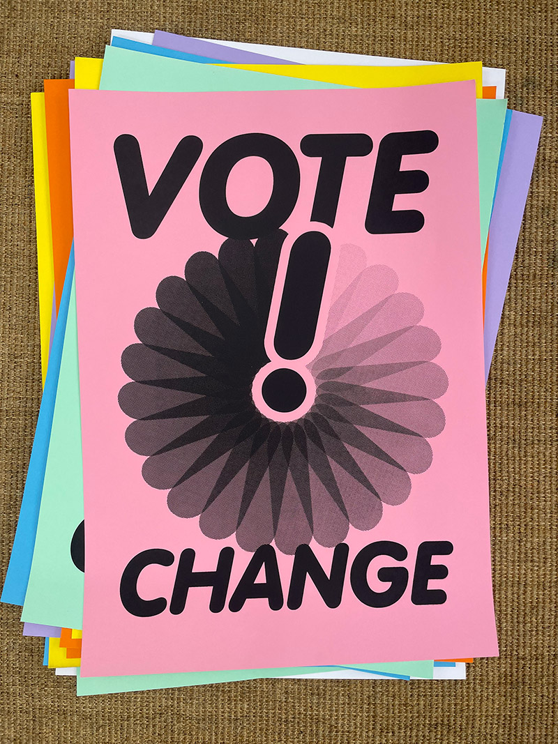 Vote Change posters in all colours