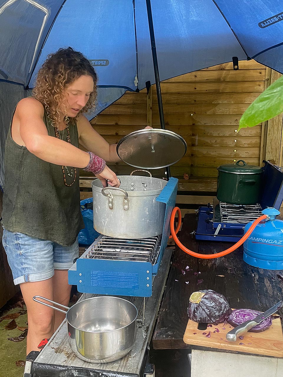 Gemma Jones, stirring up a pot of blackberries